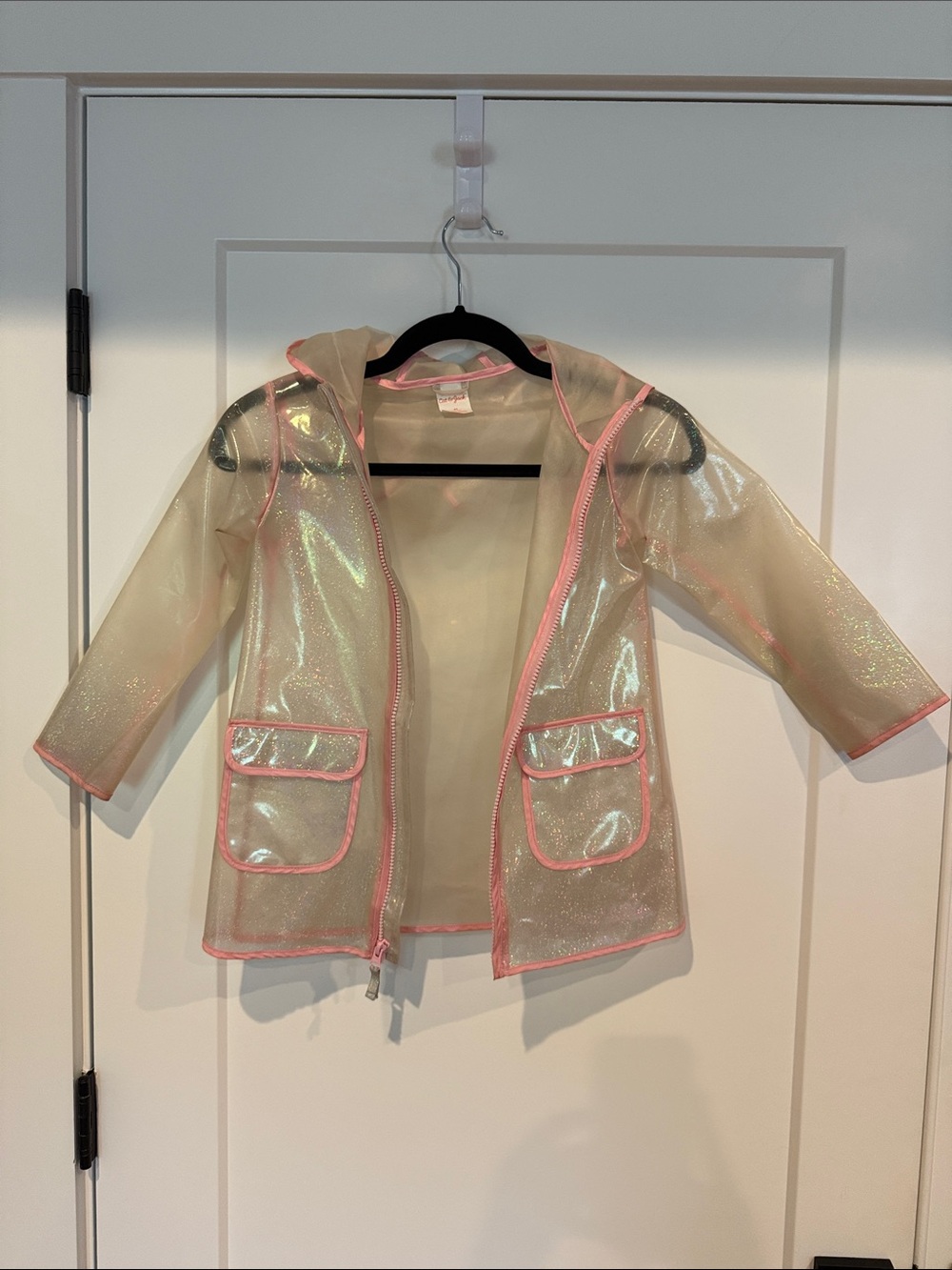 Cat & Jack Iridescent Clear Raincoat with Pink Trim